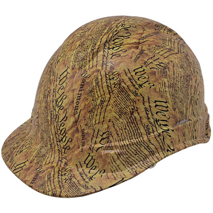 We the People Yellow Design Cap Style Hydro Dipped Hard Hats ~ Oblique View