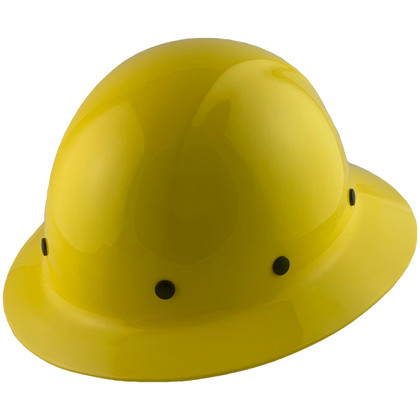 Dynamic Wofljaw Full Brim Fiberglass Hard Hat with 8 Point Ratchet Suspension - Yellow - Oblique View