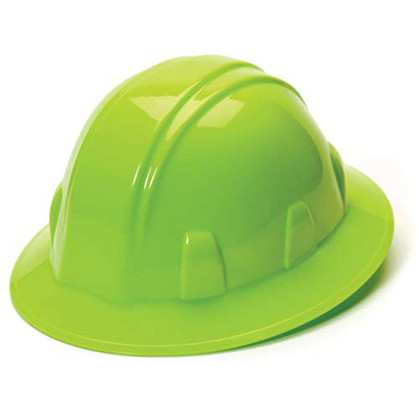 Pyramex 4 Point Full Brim Style with RATCHET Suspension Lime  - Oblique View