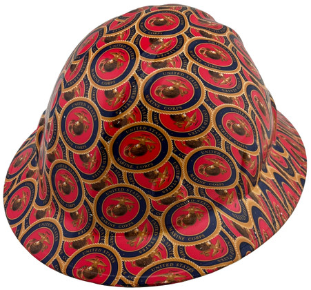 United States Marine Corps Design Full Brim Hydro Dipped Hard Hats 
Left Side Oblique View