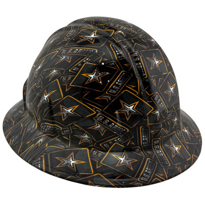 US Army Design Full Brim Hydro Dipped Hard Hats 
Left Side Oblique View