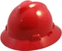 MSA V-Gard Full Brim Hard Hats with Fas-Trac III Suspensions  ~ Red