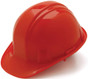 Pyramex 4 Point Cap Style Hard Hats with RATCHET Suspension Red - Oblique View