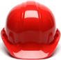 Pyramex 4 Point Cap Style Hard Hats with RATCHET Suspension Red - Front View