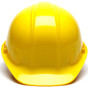 Pyramex 4 Point Cap Style Hard Hats with RATCHET Suspension Yellow - Front View