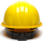 Pyramex 4 Point Cap Style Hard Hats with RATCHET Suspension Yellow - Back View