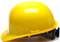 Pyramex 4 Point Cap Style Hard Hats with RATCHET Suspension Yellow - Side View