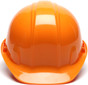 Pyramex 4 Point Cap Style Hard Hats with RATCHET Suspension Orange - Front View