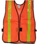 Orange Soft Mesh Safety Vests with 1.5 Inch Lime Stripes Pic 3