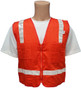 Orange Surveyors Safety Vest with Silver Stripes and Pockets