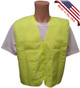 Lime Plain Solid Material Safety Vests with Pockets Front