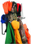 PPE Storage Rack, Holds 4 Hard Hats, 4pr. Gloves, 4 sets of rainwear, Shelf for hats or earmuffs - Detail