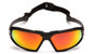 Pyramex Highlander Safety Glasses ~ Black Frame - Sky Red Mirror Anti-Fog Lens