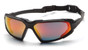 Pyramex Highlander Safety Glasses ~ Black Frame - Sky Red Mirror Anti-Fog Lens