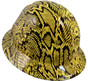 Snakeskin Yellow Hydro Dipped Full Brim Hard Hats ~ Oblique View
