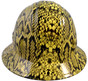 Snakeskin Yellow Hydro Dipped Full Brim Hard Hats ~ Back View