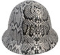 Snakeskin White Hydro Dipped Full Brim Hard Hats ~ Front View