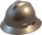 MSA V-Gard Full Brim Hard Hats with One-Touch Suspensions ~ Silver