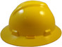 MSA V-Gard Full Brim Hard Hats with One-Touch Suspensions Yellow