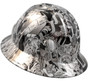 Tattoo Silver Hydro Dipped Full Brim Hard Hats ~ Oblique View