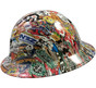 Sticker Bomb 4 Design Hydro Dipped Hard Hats Full Brim Style ~ Left Side View