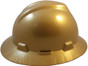 MSA V-Gard Full Brim Hard Hats with Fas-Trac Suspensions Gold