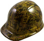 Oilfield Camo Yellow Hydro Dipped Hard Hats ~ Oblique View
