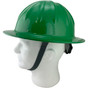 Skullbucket Aluminum Full Brim Hardhats ~ Green Suspension with Chin Strap