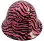 Zebra Pink Hydro Dipped Full Brim Hard Hats ~ Front View