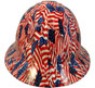 USA Wavy Flag Hydro Dipped Full Brim Hard Hats ~ Back View
