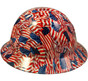 USA Wavy Flag Hydro Dipped Full Brim Hard Hats ~ Left Side View