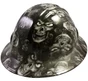 Hades Skull White Hydro Dipped Hard Hats Full Brim Style ~ Oblique View