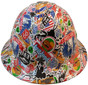 Route 66 Sticker Bomb Hydro Dipped Hard Hats, Full Brim Design ~ Front View