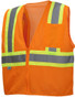 Pyramex Class 2 Hi-Vis Mesh Orange Safety Vests w/ Contrasting Stripes ~ Front View
