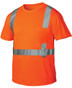 Pyramex Class 2 Hi-Vis Orange T-Shirts, 1 Pocket w/ Silver Stripes ~ Front View
