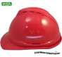 MSA Advance Vented Hard Hats with 6 Point Ratchet Suspensions Red - Left Side View