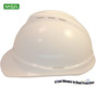 MSA Advance White 6 point Vented Hard Hats with Ratchet Suspensions - Left Side View