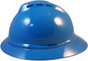 MSA Advance Full Brim Vented Hard hat with 6 point Ratchet Suspension  Blue- Left Side View