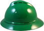MSA Advance Full Brim Vented Hard hat with 6 point Ratchet Suspension Green - Left Side View