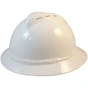 MSA Advance Full Brim Vented Hard hat with 6 point Ratchet Suspension White - Oblique View