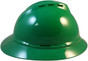 MSA Advance Full Brim Vented Hard hat with 6 point Ratchet Suspension Green - Right Side View