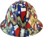 Texas Pride Full Brim Style Hydro Dipped Hard Hats - Front View
