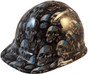 Thin Blue Line USA Flag and Skulls Hydro Dipped Hard Hats Cap Style - Oblique View