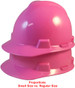 MSA Cap Style Small Hard Hats with Fas-Trac Suspensions Pink - Proportions Regular Size vs Small Size