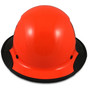 Actual Carbon Fiber Hard Hat with Protective Edge - Full Brim Glossy Black and High Vision Orange  - Front View