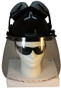 MSA V-Gard Cap Style hard hat with Polycarbonate Clear Faceshield Faceshield, Hard Hat Attachment, and Earmuff - Black - Front View Earmuffs Up