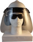 MSA V-Gard Cap Style hard hat with Clear Faceshield, Hard Hat Attachment, and Earmuff - White earmuffs up