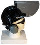 MSA V-Gard Cap Style hard hat with Clear Aluminum Bound Edges Faceshield, Hard Hat Attachment, and Earmuff - Black ~ Right Side View