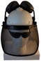 MSA V-Gard Cap Style hard hat with Smoke Mesh Faceshield, Hard Hat Attachment, and Earmuff - White hard hat- front