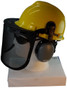 MSA V-Gard Cap Style hard hat with Smoke Mesh Faceshield, Hard Hat Attachment, and Earmuff - Yellow - Left Side